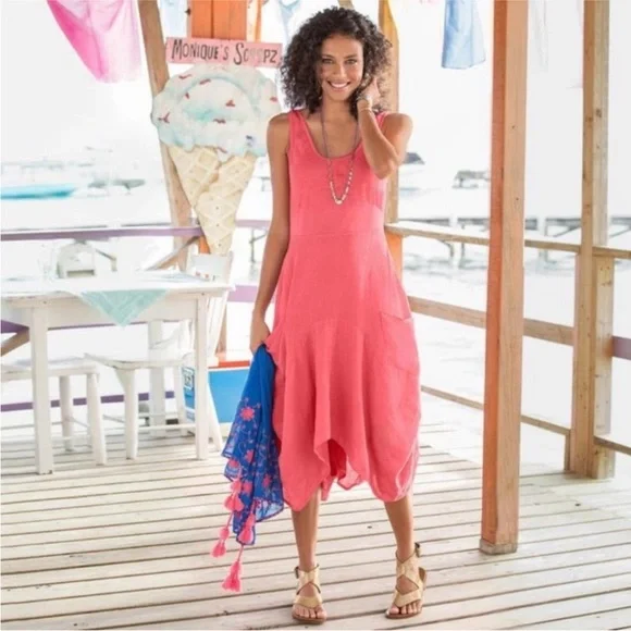 knee length dresses for ladies Sundance Linen Blend Off The Shoulder Cutout Dress